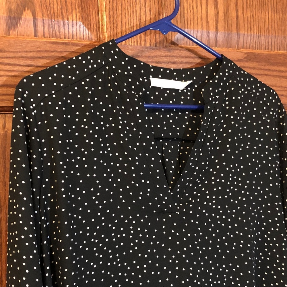 Lush Black and White Dotted Blouse - Picture 4 of 11